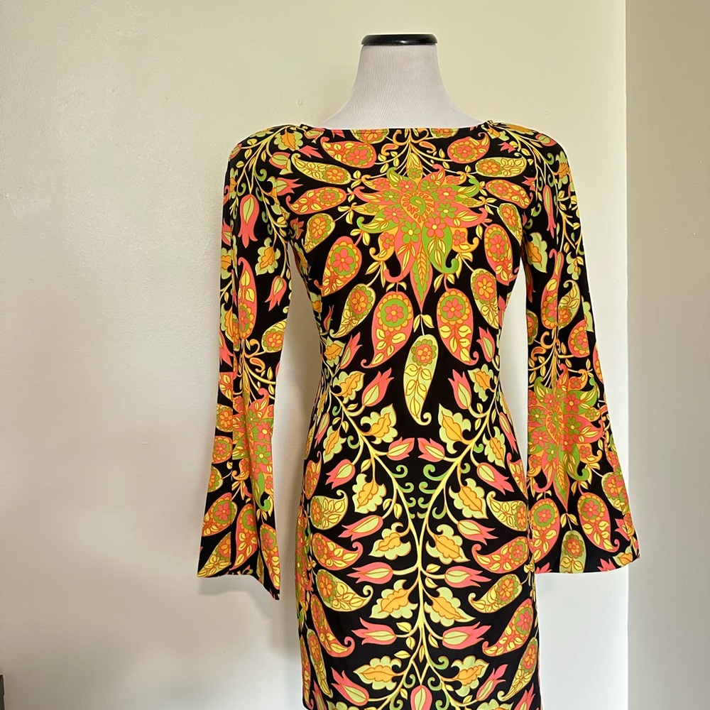 Zara Euro summer backless floral boho Dress with Bell Sleeves